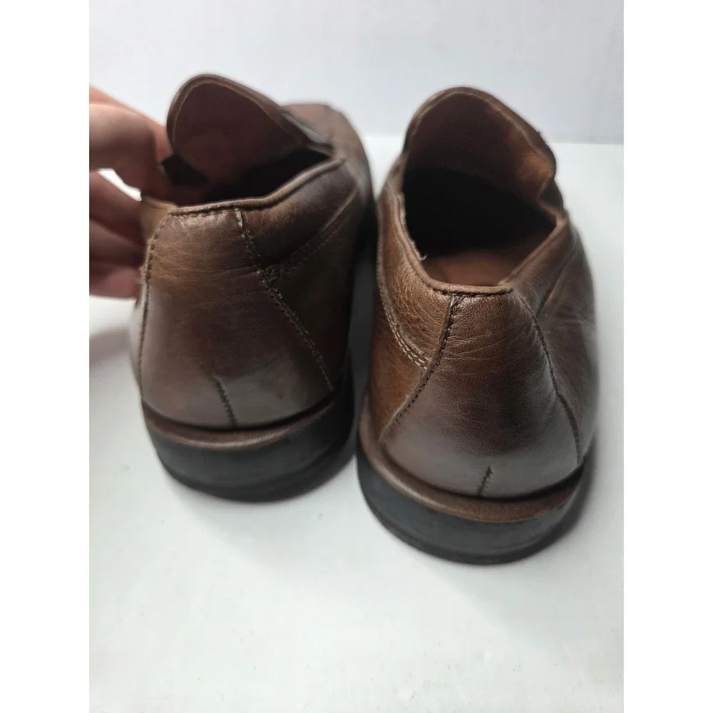 Nunn Bush Brown Leather Slip On Loafers Mens‎ 8.5 D Comfort Gel 533 Brazil